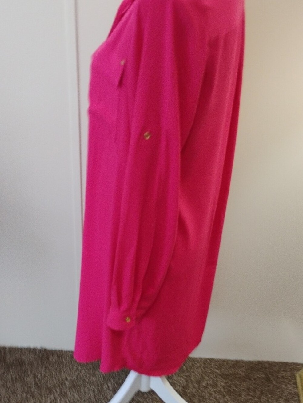 Calvin Klein Hot Pink Button-Front Midi Shirt Dress - Picture 4 of 7